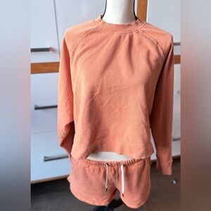 Vuori Women's Peach Crewneck Sweatshirt and Shorts Set